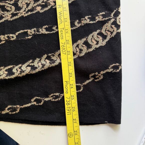 Chico's Gold Chain Link Print Sweater, Size 12 - Picture 5 of 9